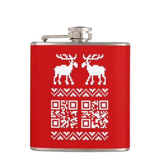 Ugly Christmas Sweater QR Code Glücklich Neues Jah Flachmann (Vorderseite)