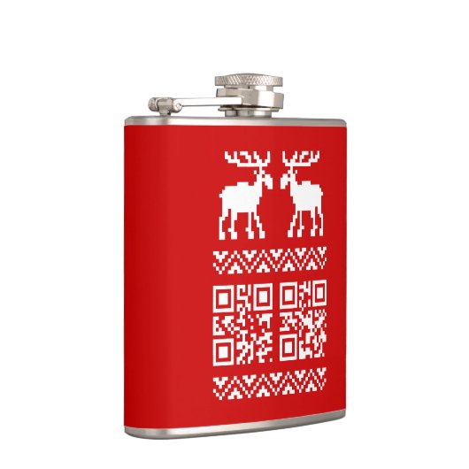 Ugly Christmas Sweater QR Code Glücklich Neues Jah Flachmann (Rechts)