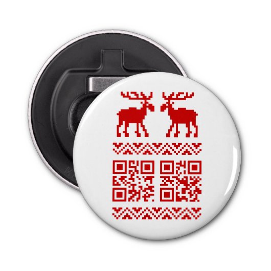 Ugly Christmas Sweater QR Code Glücklich Neues Jah Flaschenöffner (Vorderseite)