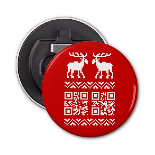 Ugly Christmas Sweater QR Code Glücklich Neues Jah Flaschenöffner (Vorderseite)