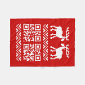 Ugly Christmas Sweater QR Code Glücklich Neues Jah Fleecedecke (Vorderseite (Horizontal))