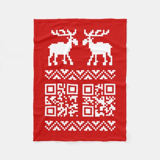 Ugly Christmas Sweater QR Code Glücklich Neues Jah Fleecedecke (Vorderseite)