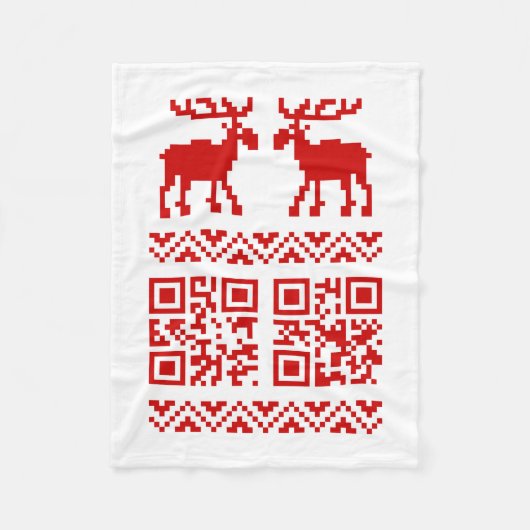 Ugly Christmas Sweater QR Code Glücklich Neues Jah Fleecedecke (Vorderseite)