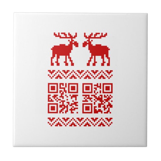 Ugly Christmas Sweater QR Code Glücklich Neues Jah Fliese (Vorderseite)