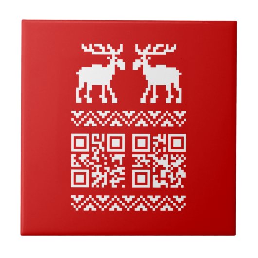 Ugly Christmas Sweater QR Code Glücklich Neues Jah Fliese (Vorderseite)