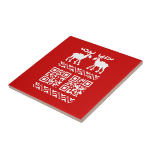 Ugly Christmas Sweater QR Code Glücklich Neues Jah Fliese