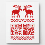 Ugly Christmas Sweater QR Code Glücklich Neues Jah Fotoplatte (Vorderseite)