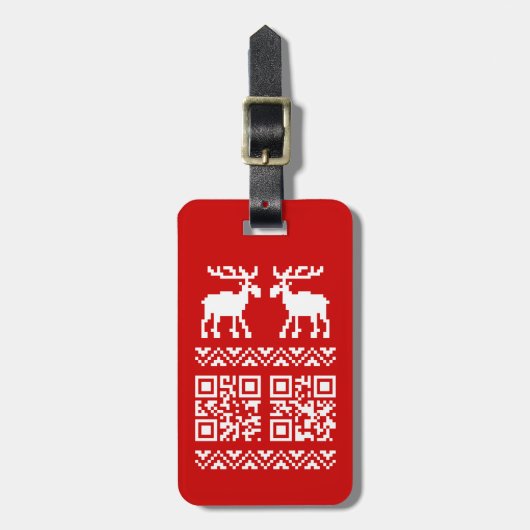 Ugly Christmas Sweater QR Code Glücklich Neues Jah Gepäckanhänger (Vorderseite vertikal)