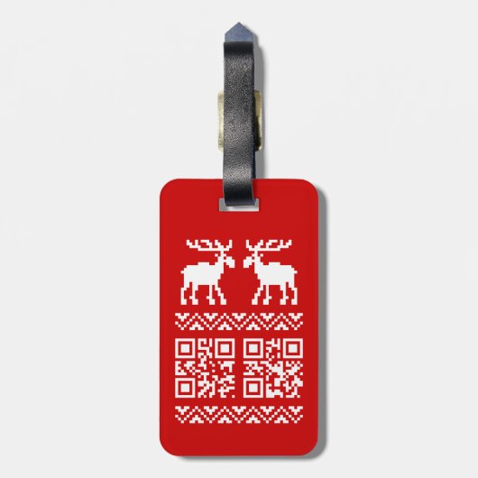 Ugly Christmas Sweater QR Code Glücklich Neues Jah Gepäckanhänger (Rückseite vertikal)