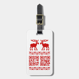 Ugly Christmas Sweater QR Code Glücklich Neues Jah Gepäckanhänger