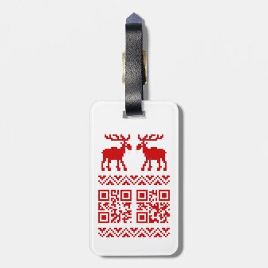 Ugly Christmas Sweater QR Code Glücklich Neues Jah Gepäckanhänger (Rückseite vertikal)