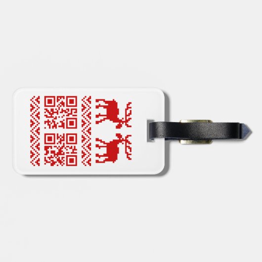 Ugly Christmas Sweater QR Code Glücklich Neues Jah Gepäckanhänger (Rückseite horizontal)