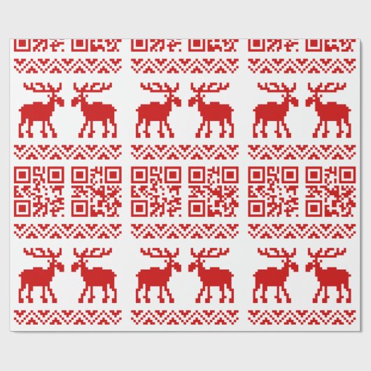 Ugly Christmas Sweater QR Code Glücklich Neues Jah Geschenkpapier (Flach)