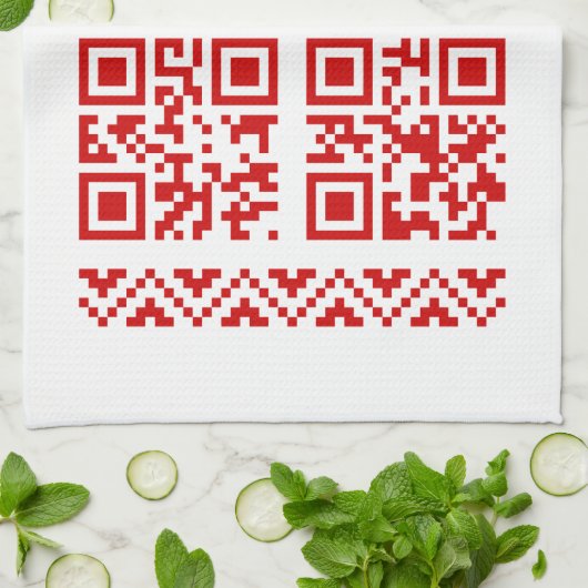 Ugly Christmas Sweater QR Code Glücklich Neues Jah Geschirrtuch (Gefaltet)