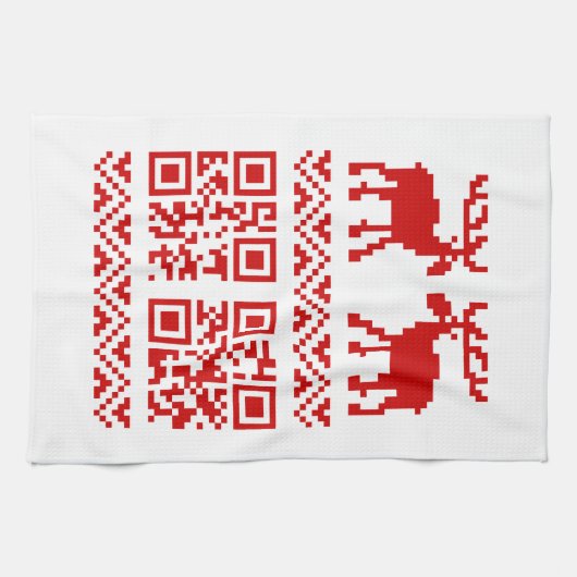Ugly Christmas Sweater QR Code Glücklich Neues Jah Geschirrtuch (Horizontal)