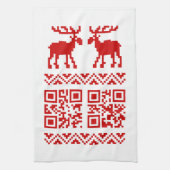 Ugly Christmas Sweater QR Code Glücklich Neues Jah Geschirrtuch (Vertikal)