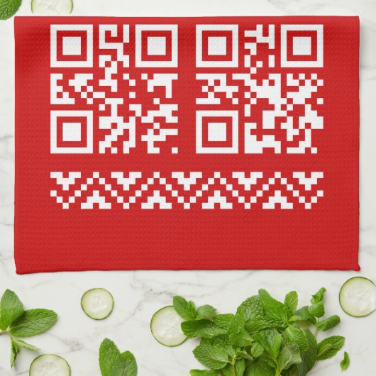Ugly Christmas Sweater QR Code Glücklich Neues Jah Geschirrtuch (Gefaltet)