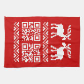 Ugly Christmas Sweater QR Code Glücklich Neues Jah Geschirrtuch (Horizontal)