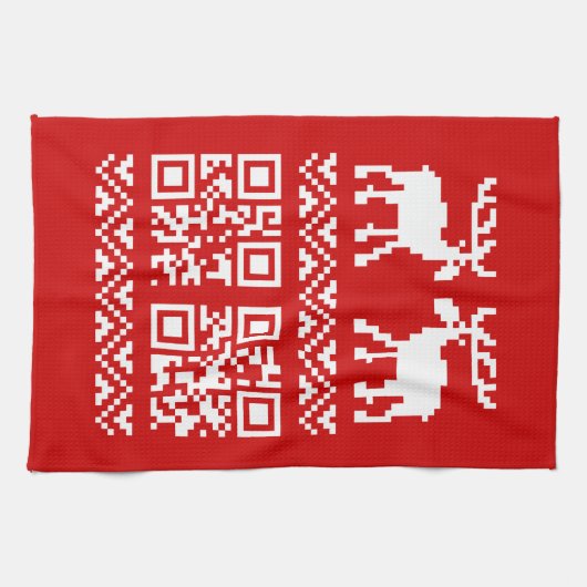 Ugly Christmas Sweater QR Code Glücklich Neues Jah Geschirrtuch (Horizontal)