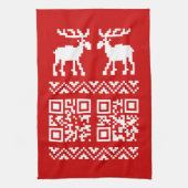 Ugly Christmas Sweater QR Code Glücklich Neues Jah Geschirrtuch (Vertikal)