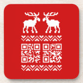 Ugly Christmas Sweater QR Code Glücklich Neues Jah Getränkeuntersetzer (Vorderseite)
