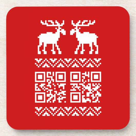 Ugly Christmas Sweater QR Code Glücklich Neues Jah Getränkeuntersetzer (Vorderseite)
