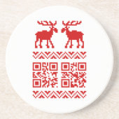 Ugly Christmas Sweater QR Code Glücklich Neues Jah Getränkeuntersetzer (Vorne)