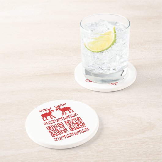 Ugly Christmas Sweater QR Code Glücklich Neues Jah Getränkeuntersetzer (Seite)