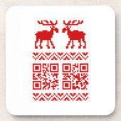 Ugly Christmas Sweater QR Code Glücklich Neues Jah Getränkeuntersetzer (Vorderseite)
