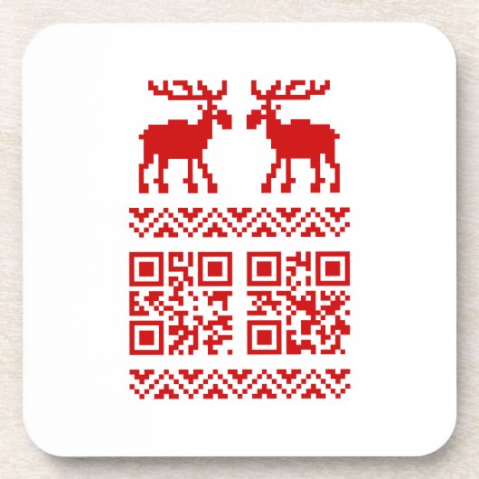 Ugly Christmas Sweater QR Code Glücklich Neues Jah Getränkeuntersetzer (Vorderseite)