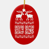 Ugly Christmas Sweater QR Code Glücklich Neues Jah Keramik Ornament (Vorne)