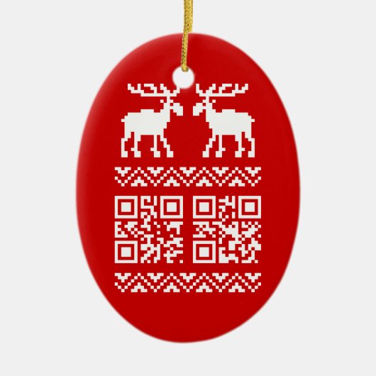 Ugly Christmas Sweater QR Code Glücklich Neues Jah Keramik Ornament (Vorne)
