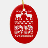 Ugly Christmas Sweater QR Code Glücklich Neues Jah Keramik Ornament (Hinten)
