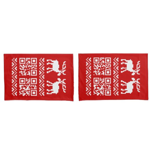 Ugly Christmas Sweater QR Code Glücklich Neues Jah Kissenbezug (Vorderseite-Set)