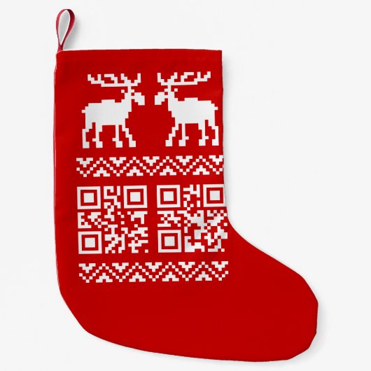 Ugly Christmas Sweater QR Code Glücklich Neues Jah Kleiner Weihnachtsstrumpf (Vorderseite)