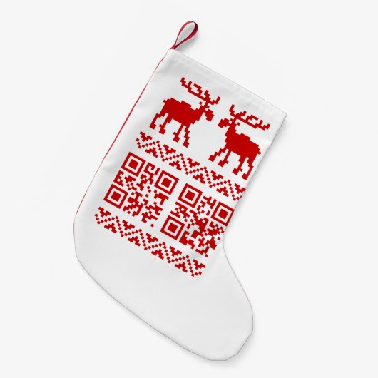 Ugly Christmas Sweater QR Code Glücklich Neues Jah Kleiner Weihnachtsstrumpf (Vorderansicht (hängend))