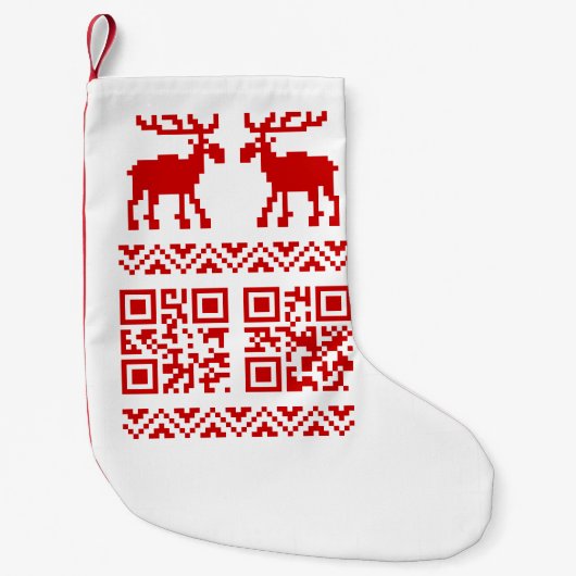 Ugly Christmas Sweater QR Code Glücklich Neues Jah Kleiner Weihnachtsstrumpf (Vorderseite)
