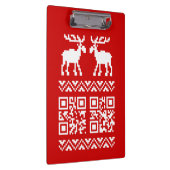 Ugly Christmas Sweater QR Code Glücklich Neues Jah Klemmbrett (Rechts)
