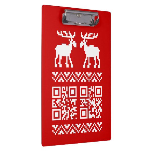 Ugly Christmas Sweater QR Code Glücklich Neues Jah Klemmbrett (Rechts)