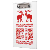 Ugly Christmas Sweater QR Code Glücklich Neues Jah Klemmbrett (Links)