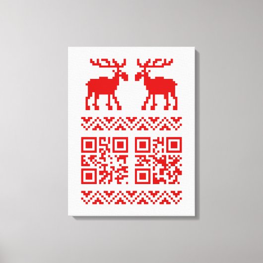 Ugly Christmas Sweater QR Code Glücklich Neues Jah Leinwanddruck (Vorderseite)
