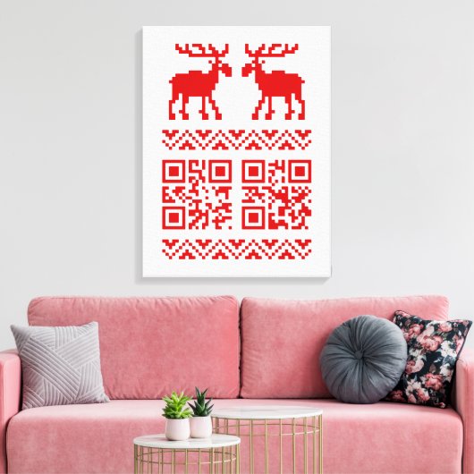 Ugly Christmas Sweater QR Code Glücklich Neues Jah Leinwanddruck (Insitu (Wohnzimmer))
