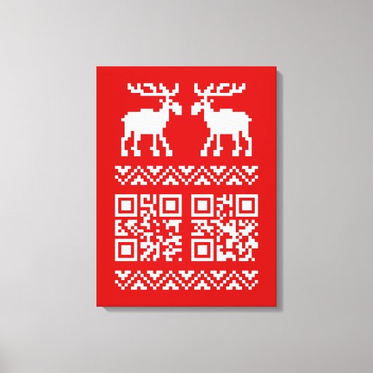 Ugly Christmas Sweater QR Code Glücklich Neues Jah Leinwanddruck (Vorderseite)
