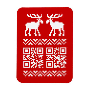 Ugly Christmas Sweater QR Code Glücklich Neues Jah Magnet