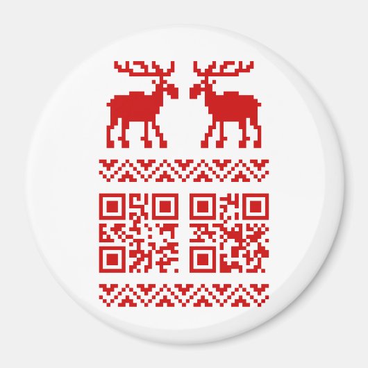 Ugly Christmas Sweater QR Code Glücklich Neues Jah Magnet (Vorne)