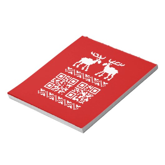 Ugly Christmas Sweater QR Code Glücklich Neues Jah Notizblock (Rotiert)