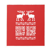 Ugly Christmas Sweater QR Code Glücklich Neues Jah Notizblock (Vorderseite)