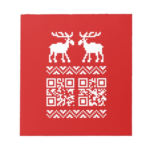 Ugly Christmas Sweater QR Code Glücklich Neues Jah Notizblock (Vorderseite)