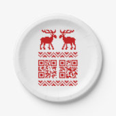 Ugly Christmas Sweater QR Code Glücklich Neues Jah Pappteller (Vorderseite)