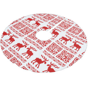 Ugly Christmas Sweater QR Code Glücklich Neues Jah Polyester Weihnachtsbaumdecke
